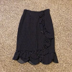 Rebecca Taylor navy polka dot ruffle skirt